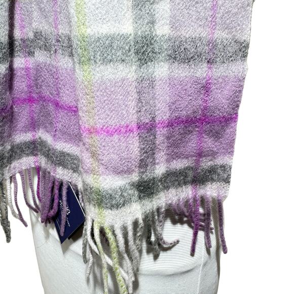 Ballantrae Edinburgh Lambswool Purple Plaid Scarf NWT 64 X 9.75 - Picture 2 of 7